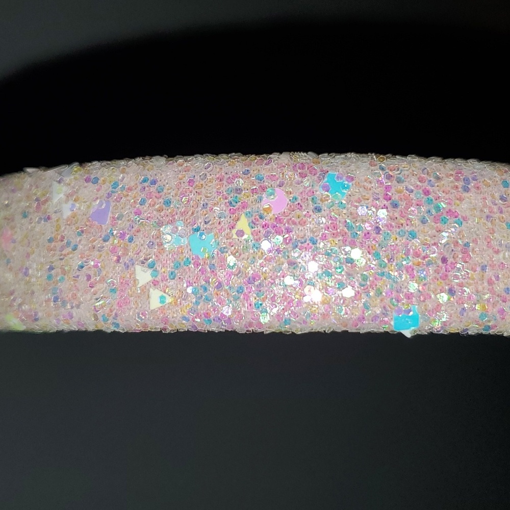 New boutique handmade iridescent glitter shiny flexible headband pink - Picture 6 of 7